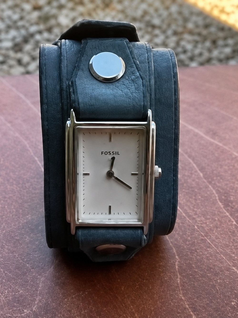 Fossil Blue Grey Leather Cuff Watch